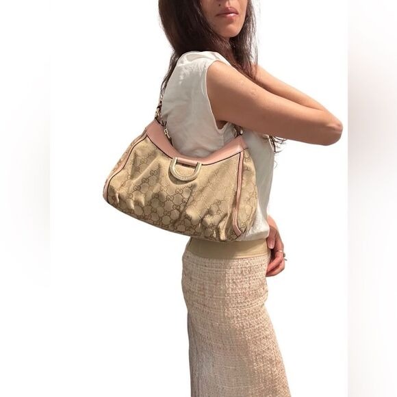 Gucci Pink and Tan Shoulder Bag with Gold Hardware - Picture 1 of 16